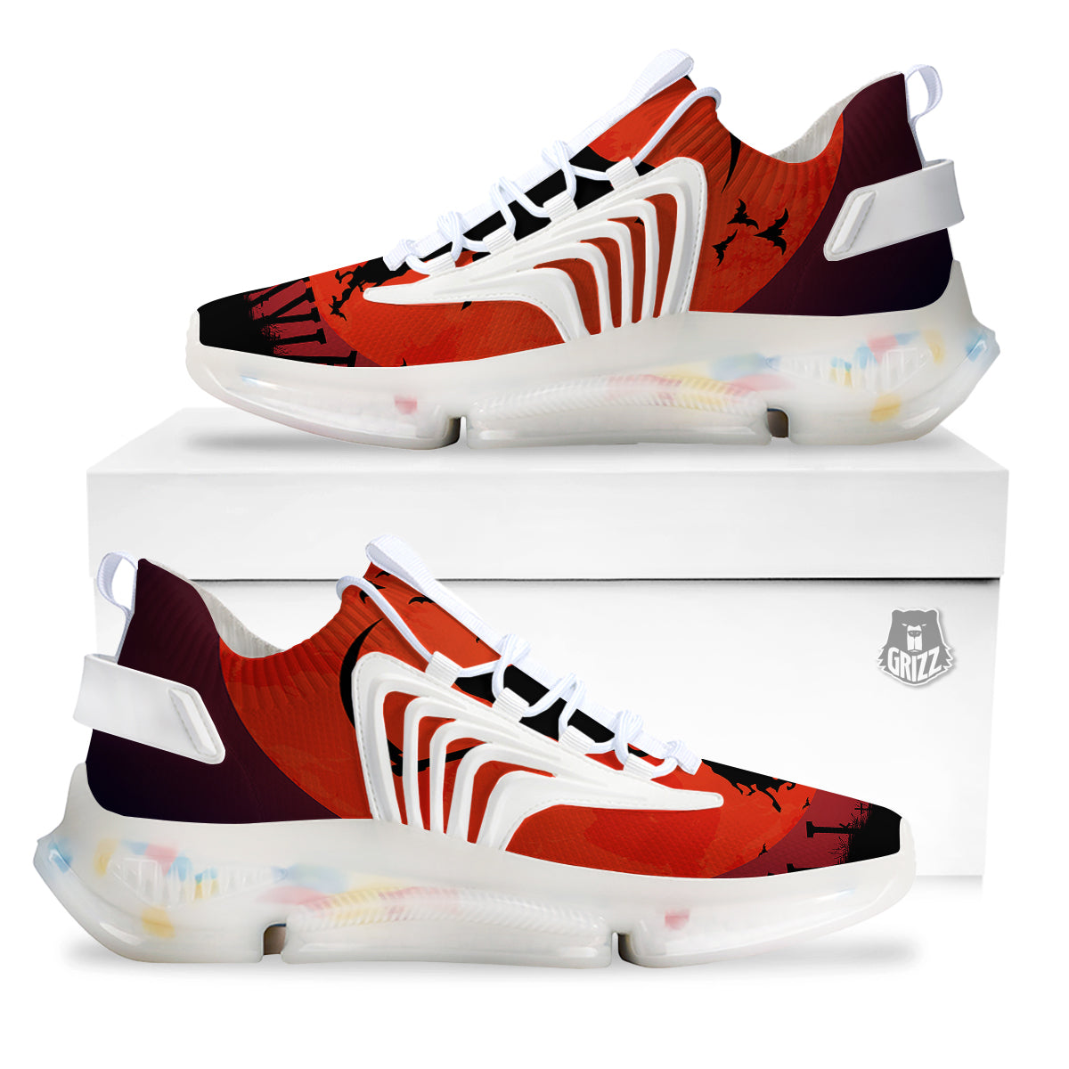 Halloween Grim Reaper Print White Gym Shoes-grizzshop