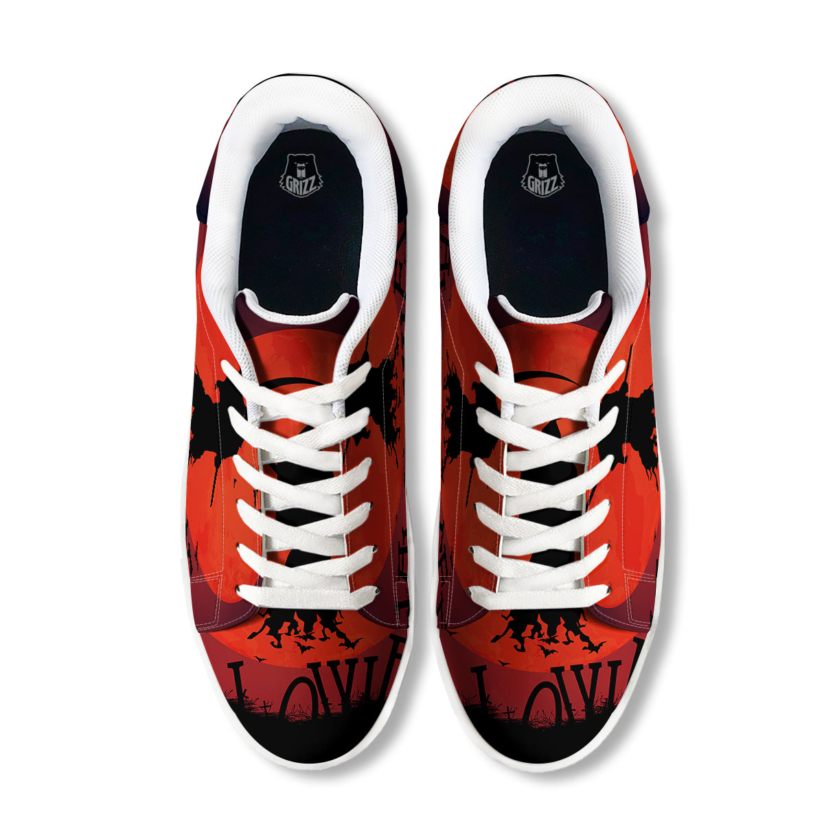 Halloween Grim Reaper Print White Low Top Sneakers-grizzshop