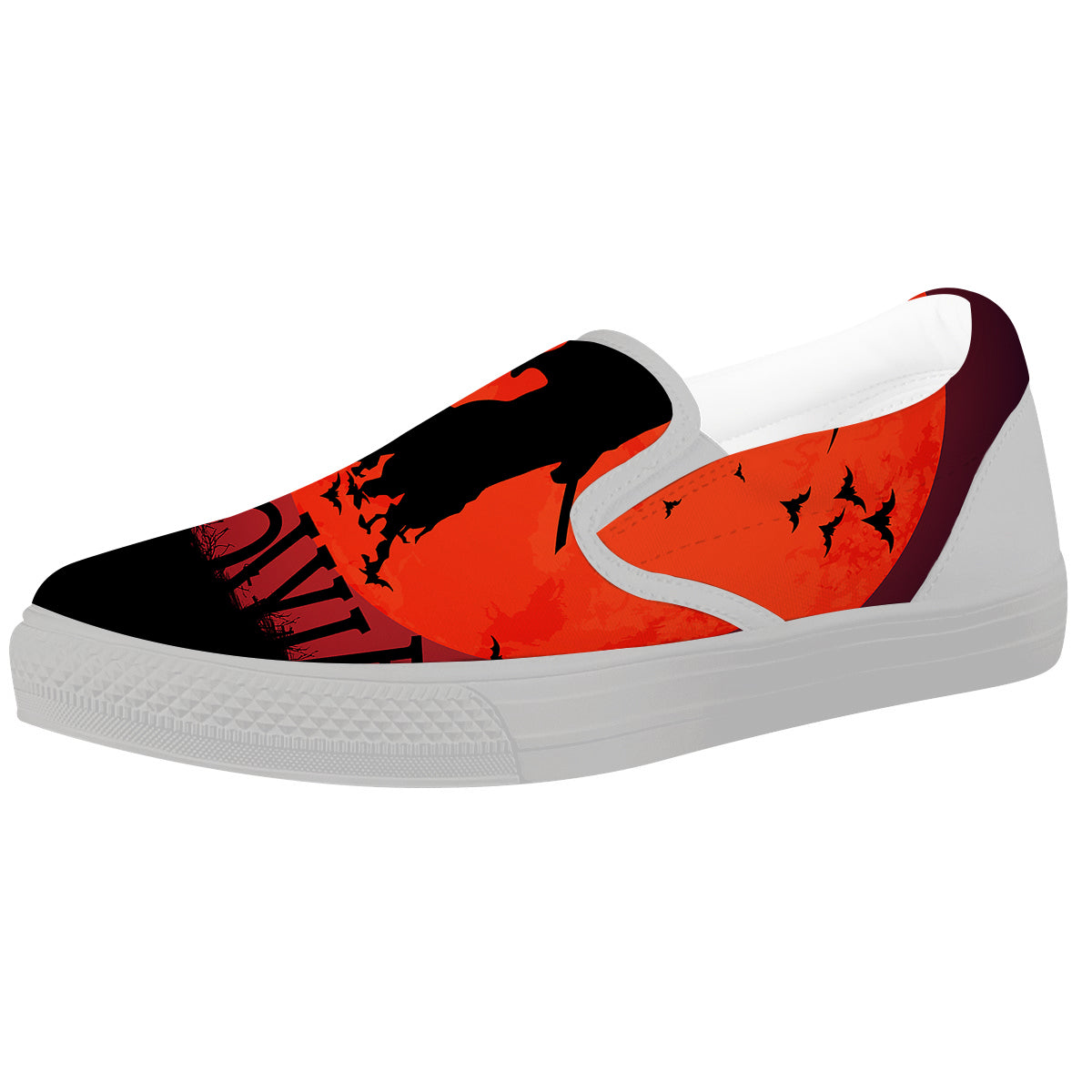 Halloween Grim Reaper Print White Slip On Shoes-grizzshop