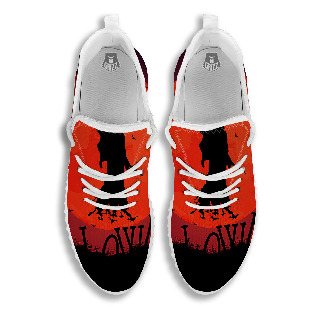 Halloween Grim Reaper Print White Walking Shoes-grizzshop