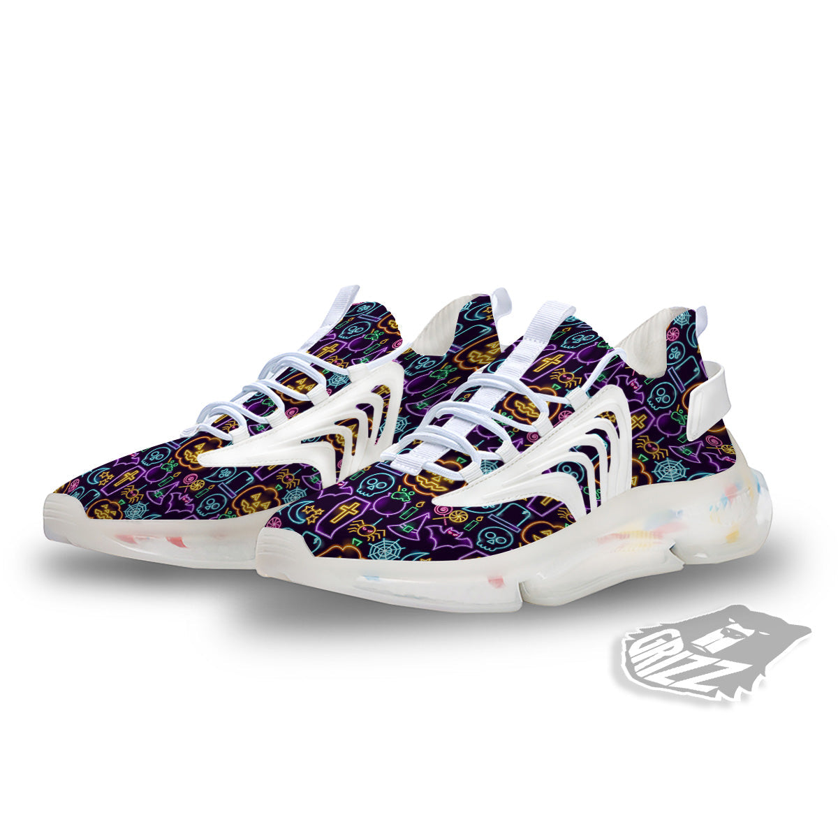 Halloween Neon Cute Print Pattern White Gym Shoes-grizzshop