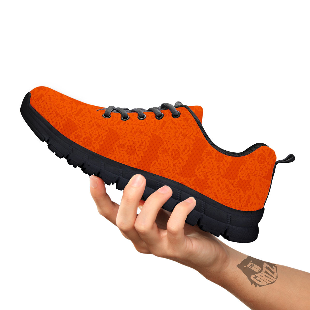 Halloween Orange Print Pattern Black Sneaker-grizzshop