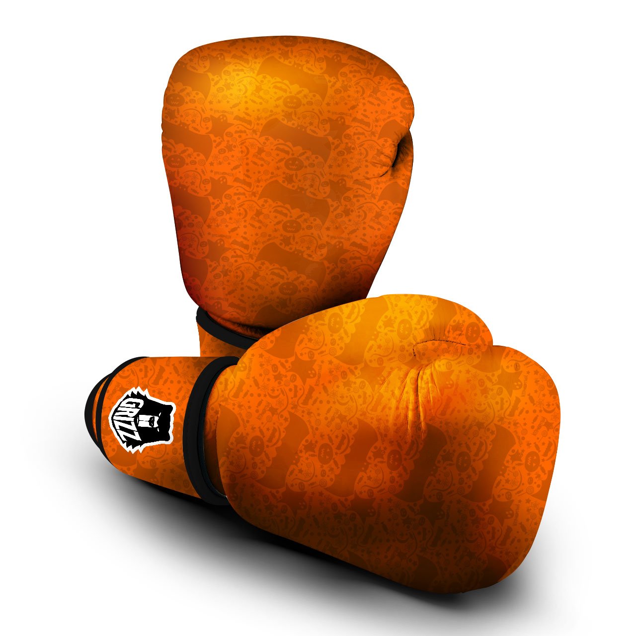Halloween Orange Print Pattern Boxing Gloves-grizzshop