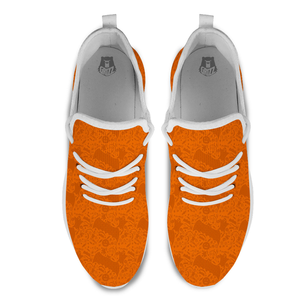 Halloween Orange Print Pattern White Athletic Shoes-grizzshop