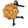 Halloween Pumpkin Pattern Print Automatic Foldable Umbrella-grizzshop