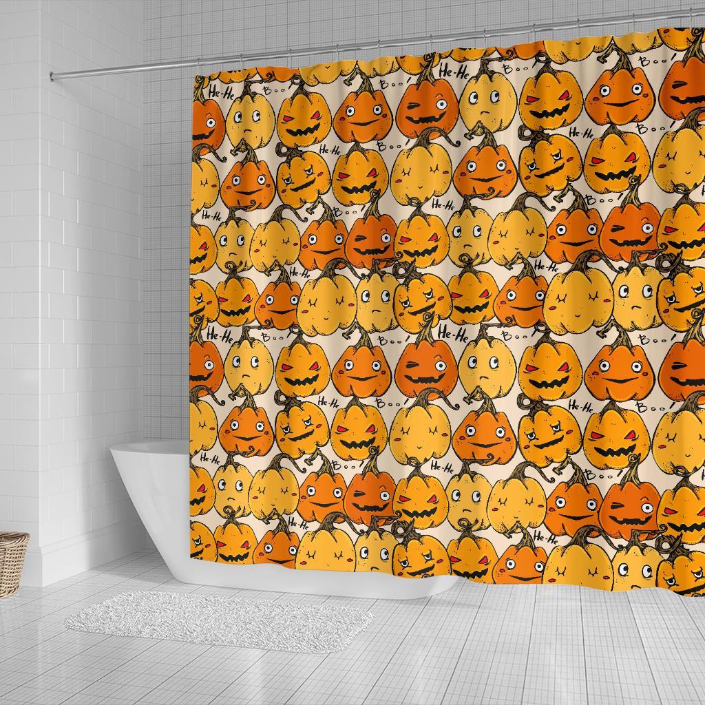 Halloween Pumpkin Pattern Print Bathroom Shower Curtain-grizzshop