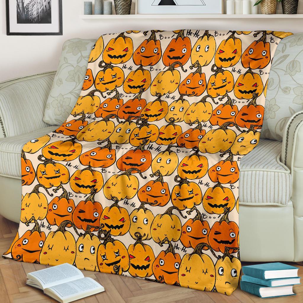 Halloween Pumpkin Pattern Print Blanket-grizzshop