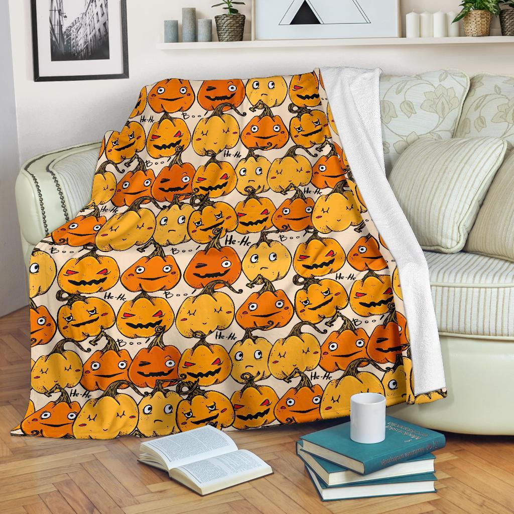 Halloween Pumpkin Pattern Print Blanket-grizzshop