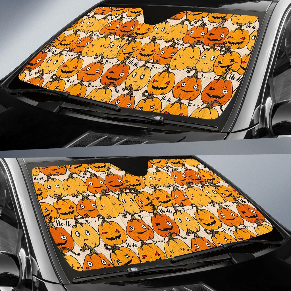 Halloween Pumpkin Pattern Print Car Sun Shade-grizzshop
