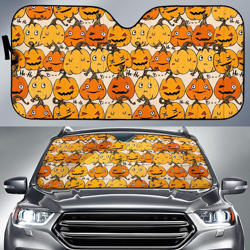Halloween Pumpkin Pattern Print Car Sun Shade-grizzshop
