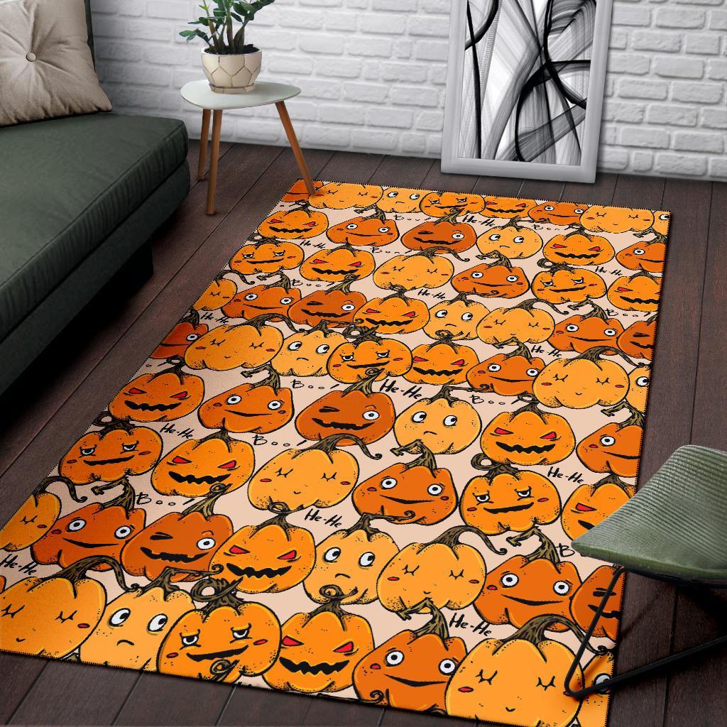 Halloween Pumpkin Pattern Print Floor Mat-grizzshop