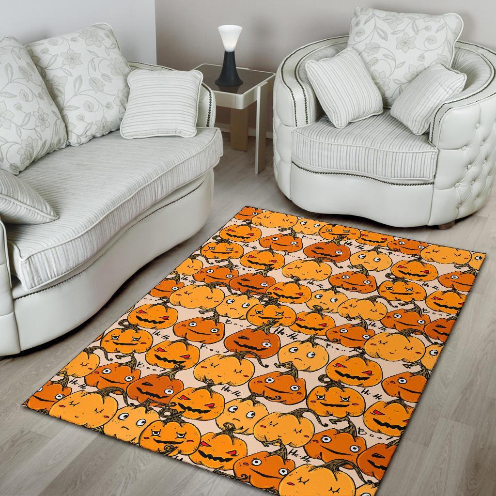 Halloween Pumpkin Pattern Print Floor Mat-grizzshop