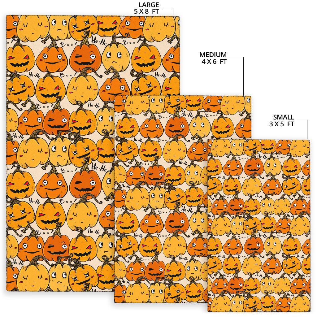 Halloween Pumpkin Pattern Print Floor Mat-grizzshop