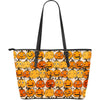 Halloween Pumpkin Pattern Print Leather Tote Bag-grizzshop