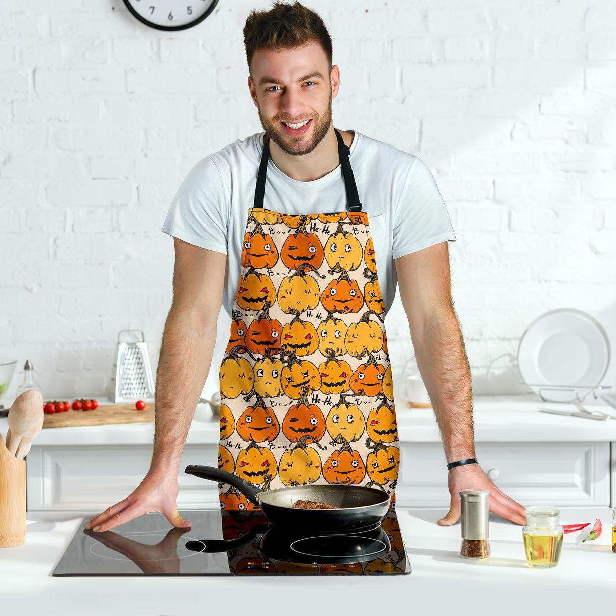 Halloween Pumpkin Pattern Print Men's Apron-grizzshop