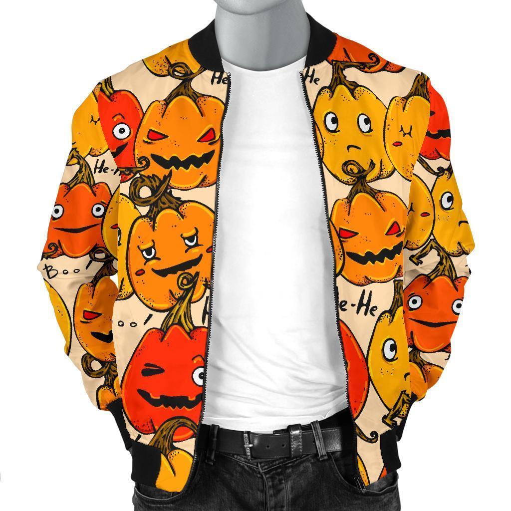 Halloween Pumpkin Pattern Print Men's Bomber Jacket-grizzshop