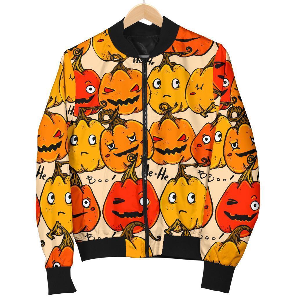 Halloween Pumpkin Pattern Print Men's Bomber Jacket-grizzshop