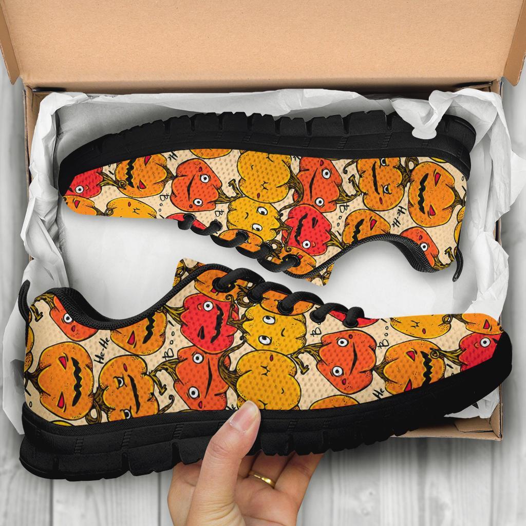 Halloween Pumpkin Pattern Print Sneaker Shoes For Men Women-grizzshop