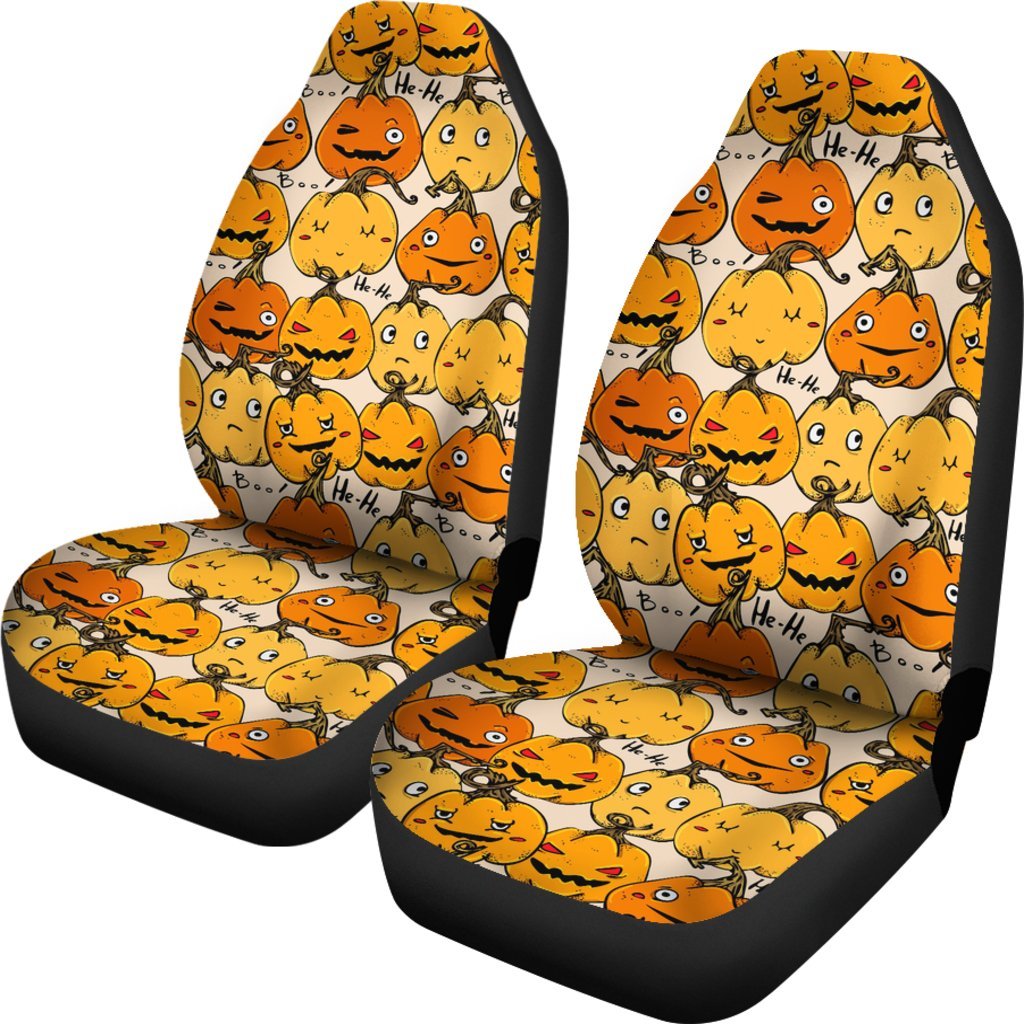 Halloween Pumpkin Pattern Print Universal Fit Car Seat Covers-grizzshop