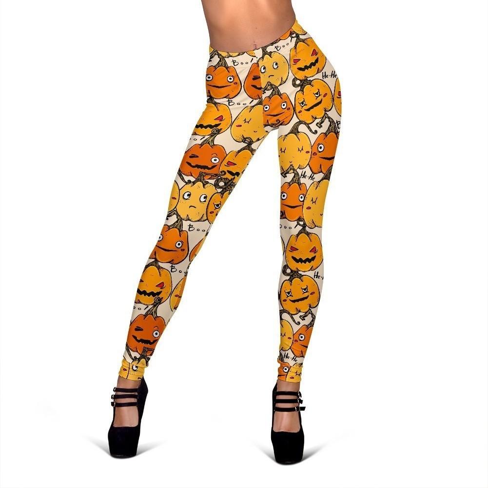 Halloween Pumpkin Pattern Print Women Leggings-grizzshop