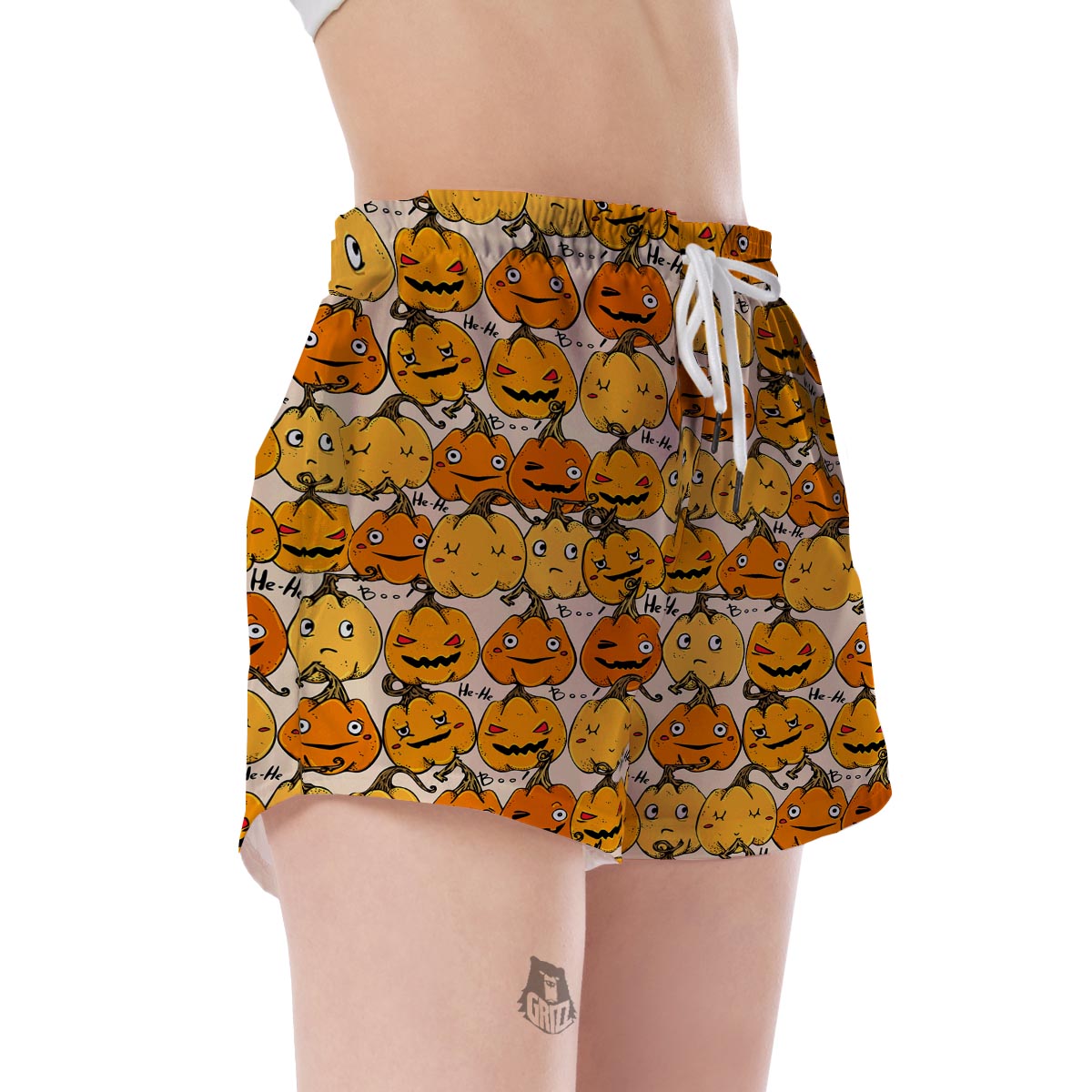 Halloween Pumpkin Pattern Print Women's Shorts-grizzshop