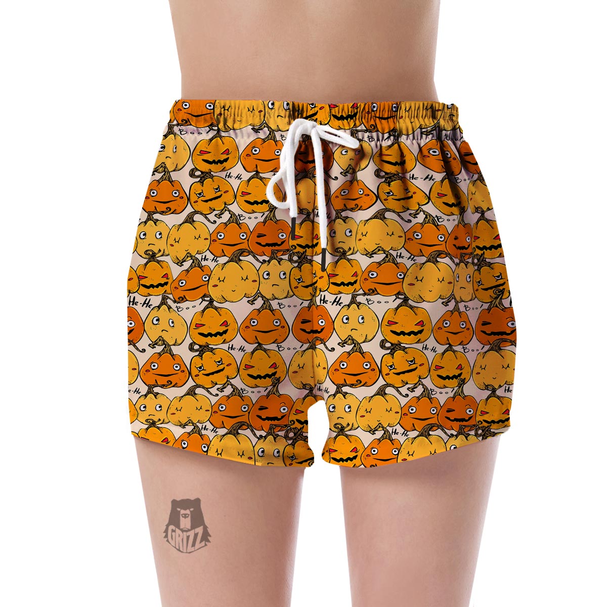 Halloween Pumpkin Pattern Print Women's Shorts-grizzshop