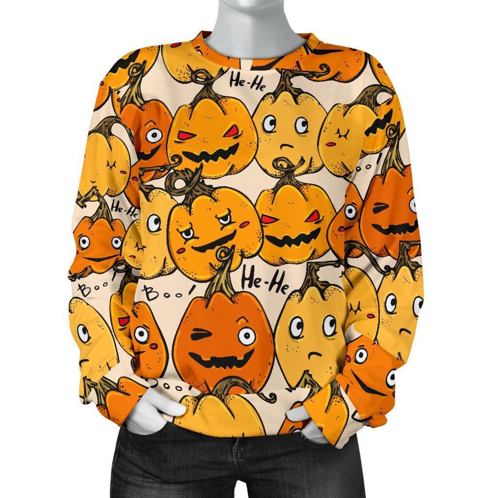 Halloween Pumpkin Pattern Print Women's Sweatshirt-grizzshop