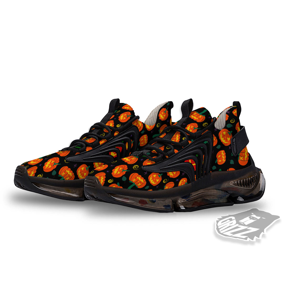 Halloween Pumpkin Print Pattern Black Gym Shoes-grizzshop