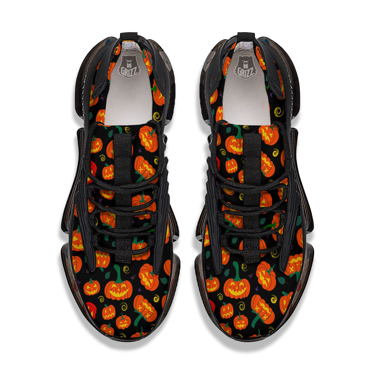 Halloween Pumpkin Print Pattern Black Gym Shoes-grizzshop