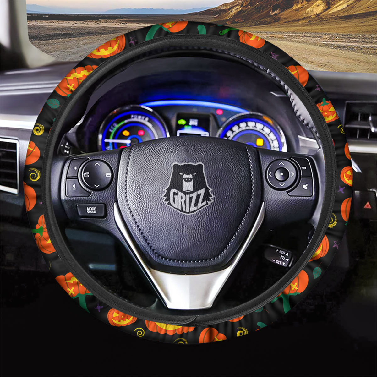 Halloween Pumpkin Print Pattern Car Steering Wheel Cover-grizzshop