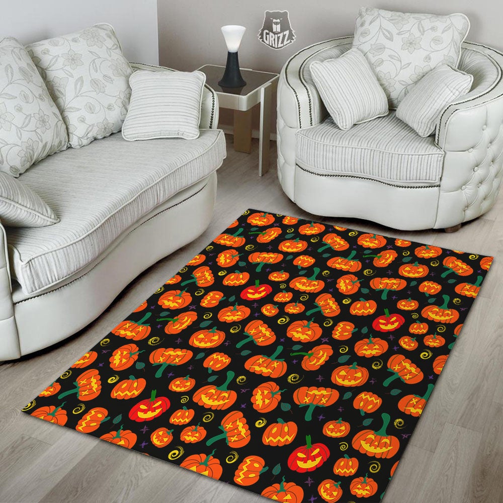 Halloween Pumpkin Print Pattern Floor Mat-grizzshop