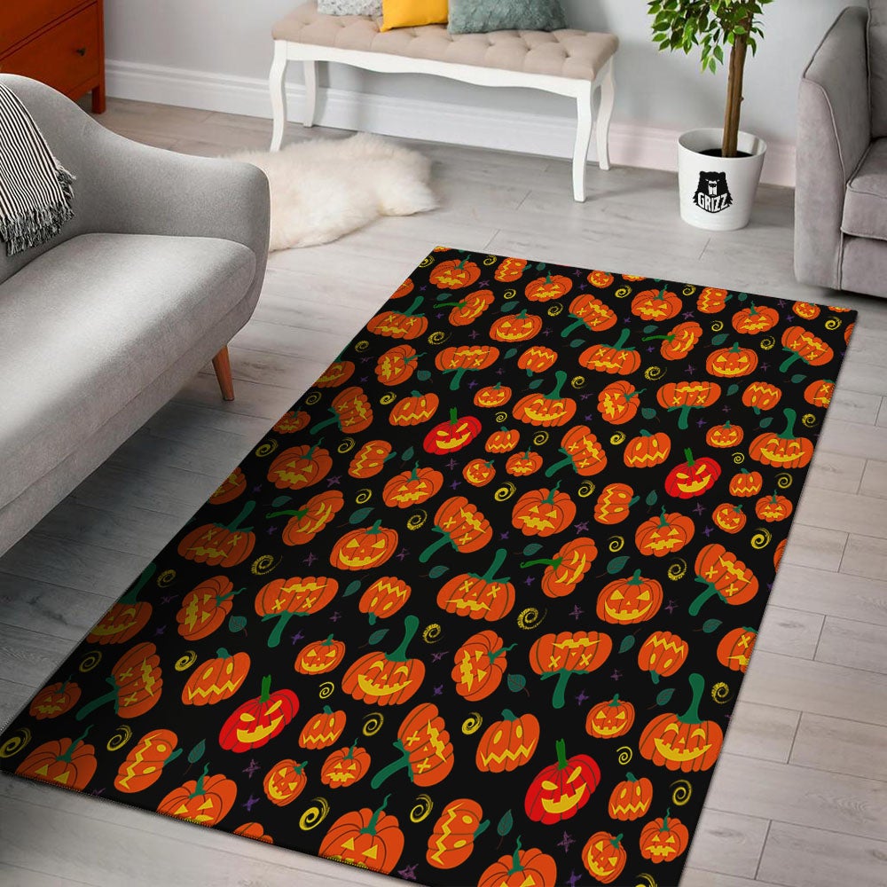 Halloween Pumpkin Print Pattern Floor Mat-grizzshop