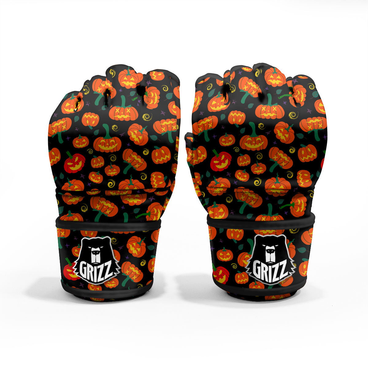 Halloween Pumpkin Print Pattern MMA Gloves-grizzshop