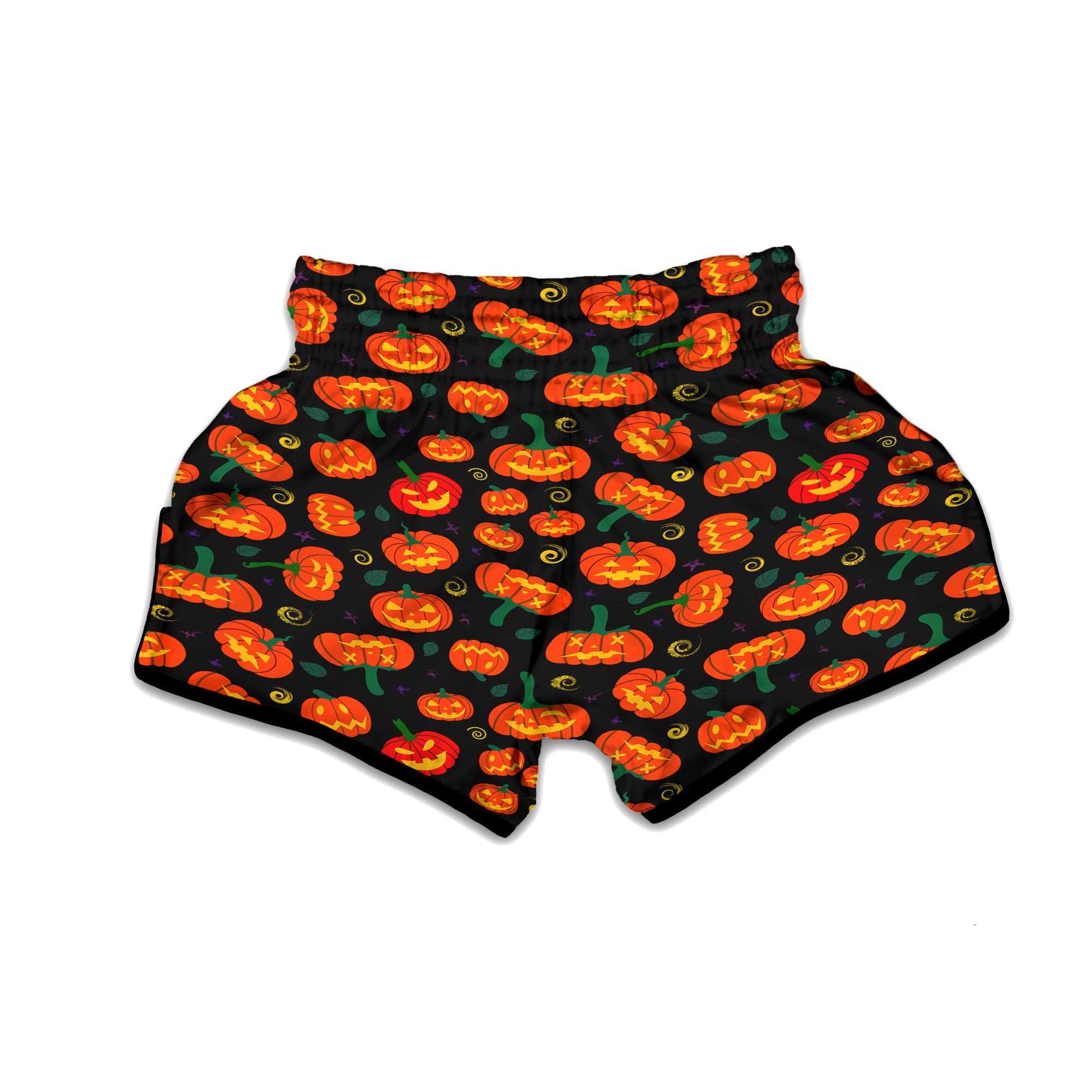 Halloween Pumpkin Print Pattern Muay Thai Boxing Shorts-grizzshop