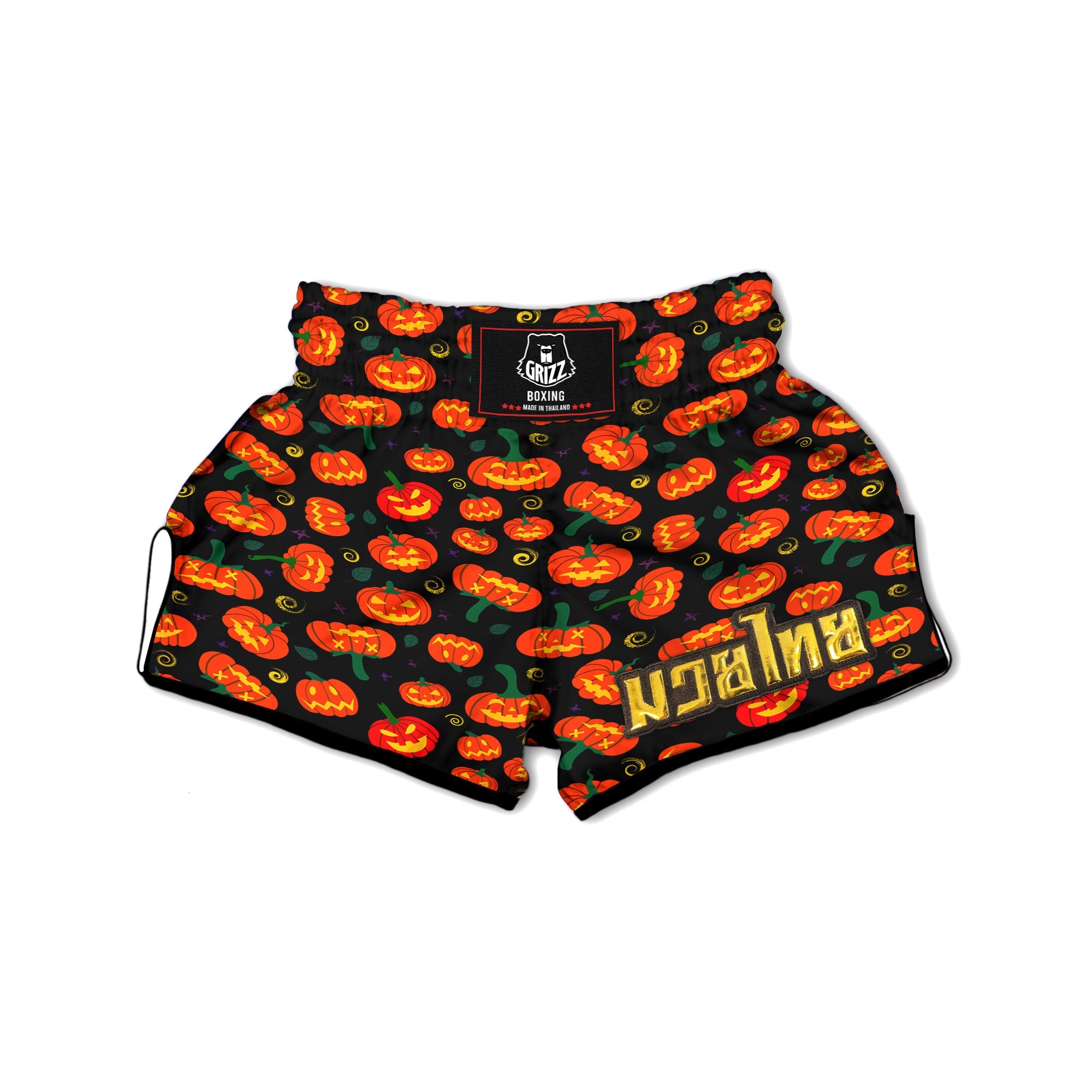 Halloween Pumpkin Print Pattern Muay Thai Boxing Shorts-grizzshop