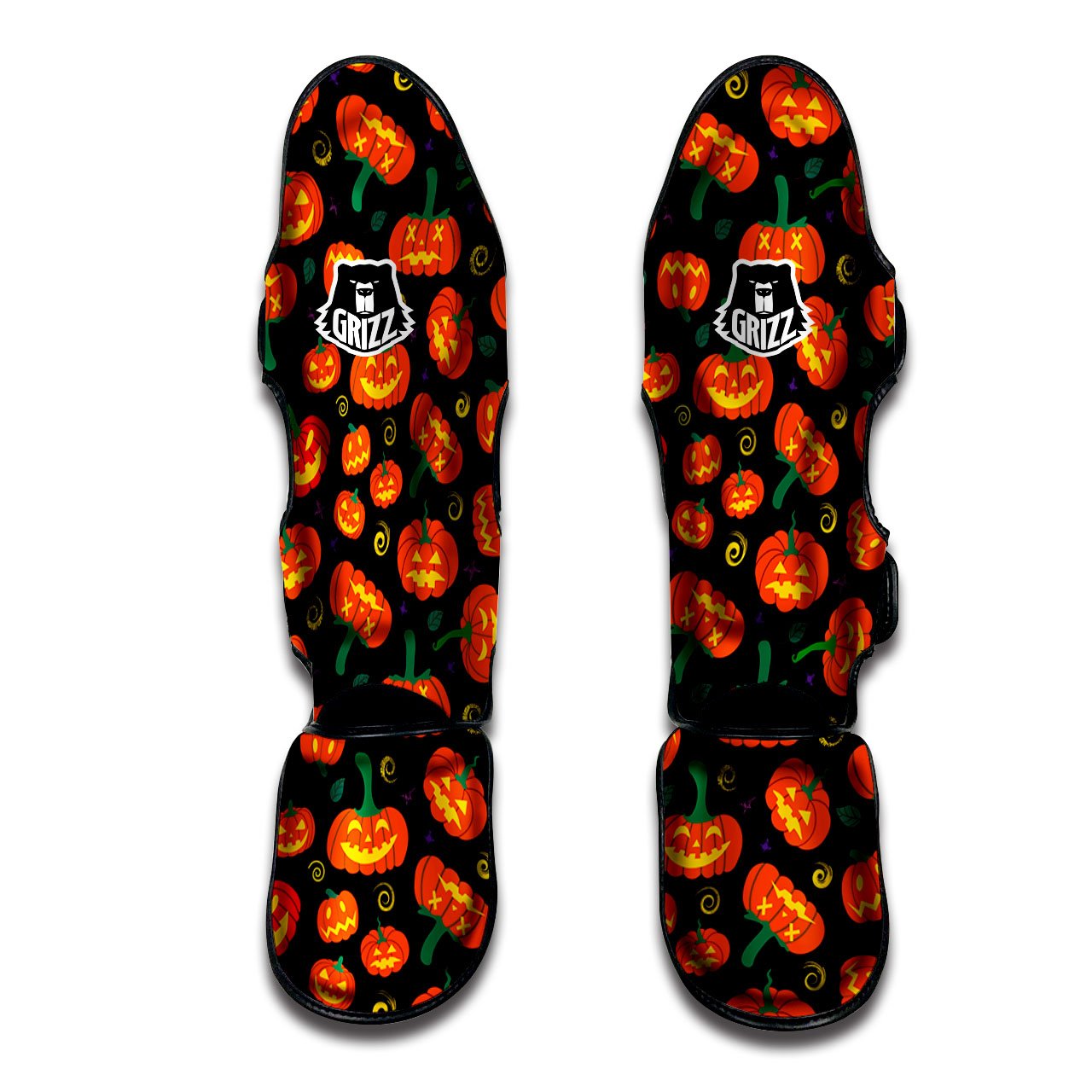 Halloween Pumpkin Print Pattern Muay Thai Shin Guards-grizzshop