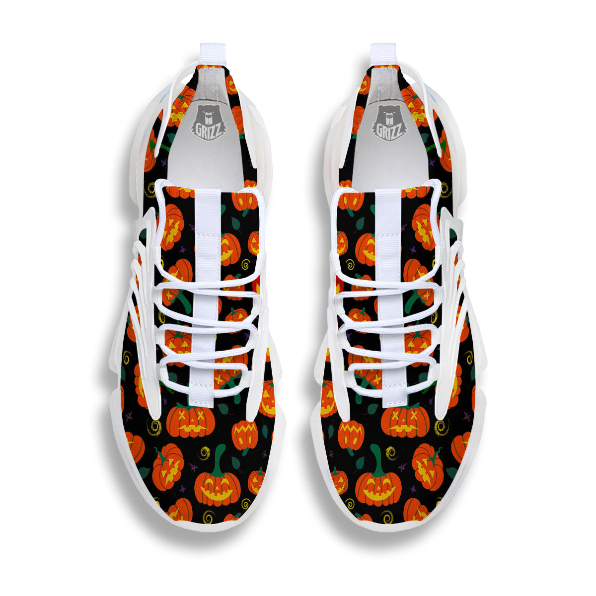 Halloween Pumpkin Print Pattern White Gym Shoes-grizzshop