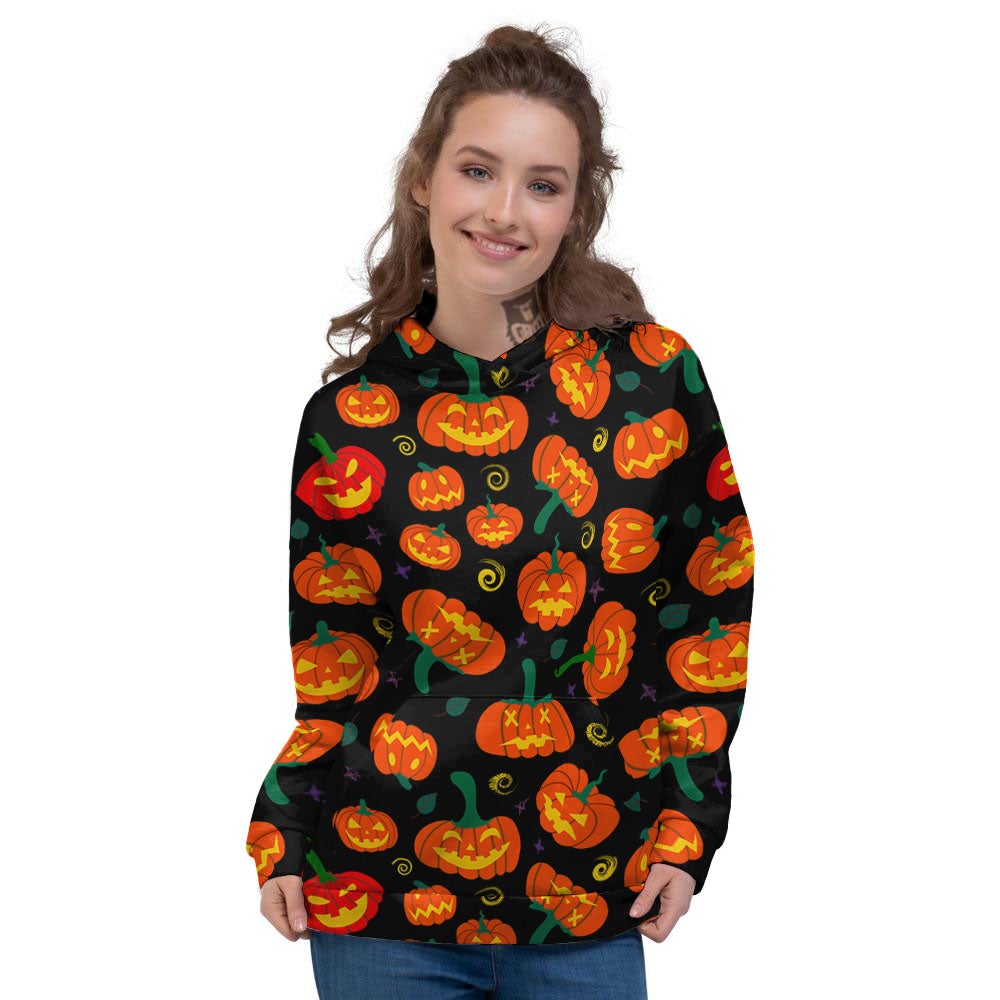 Halloween Pumpkin Print Pattern Women's Hoodie-grizzshop