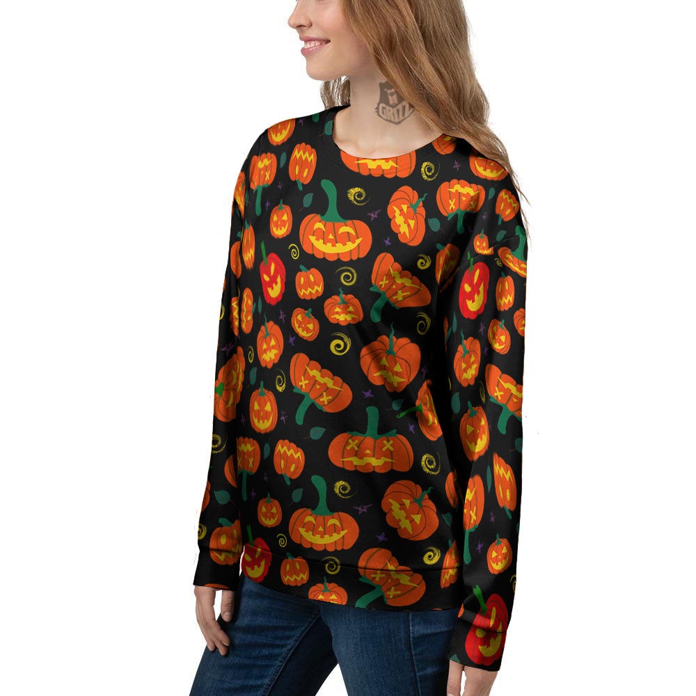 Halloween Pumpkin Print Pattern Women's Sweatshirt-grizzshop