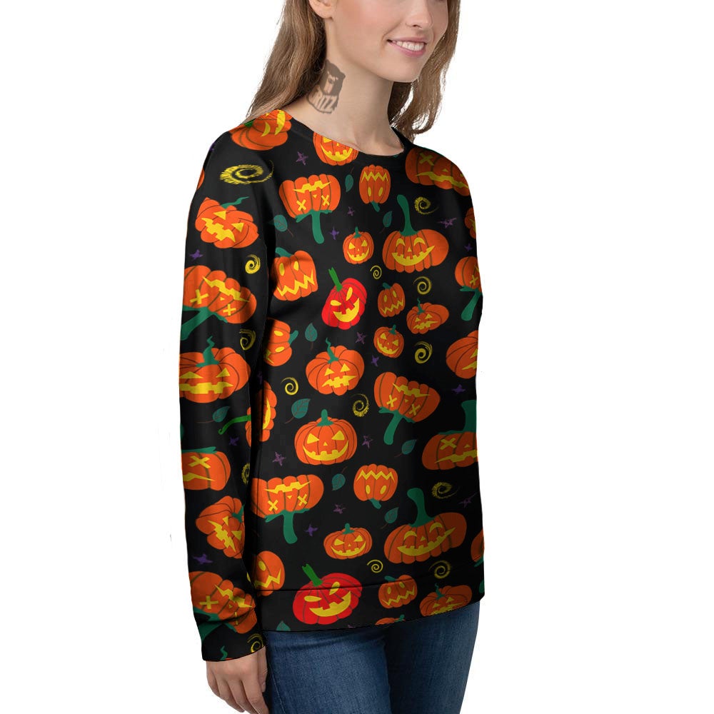 Halloween Pumpkin Print Pattern Women's Sweatshirt-grizzshop