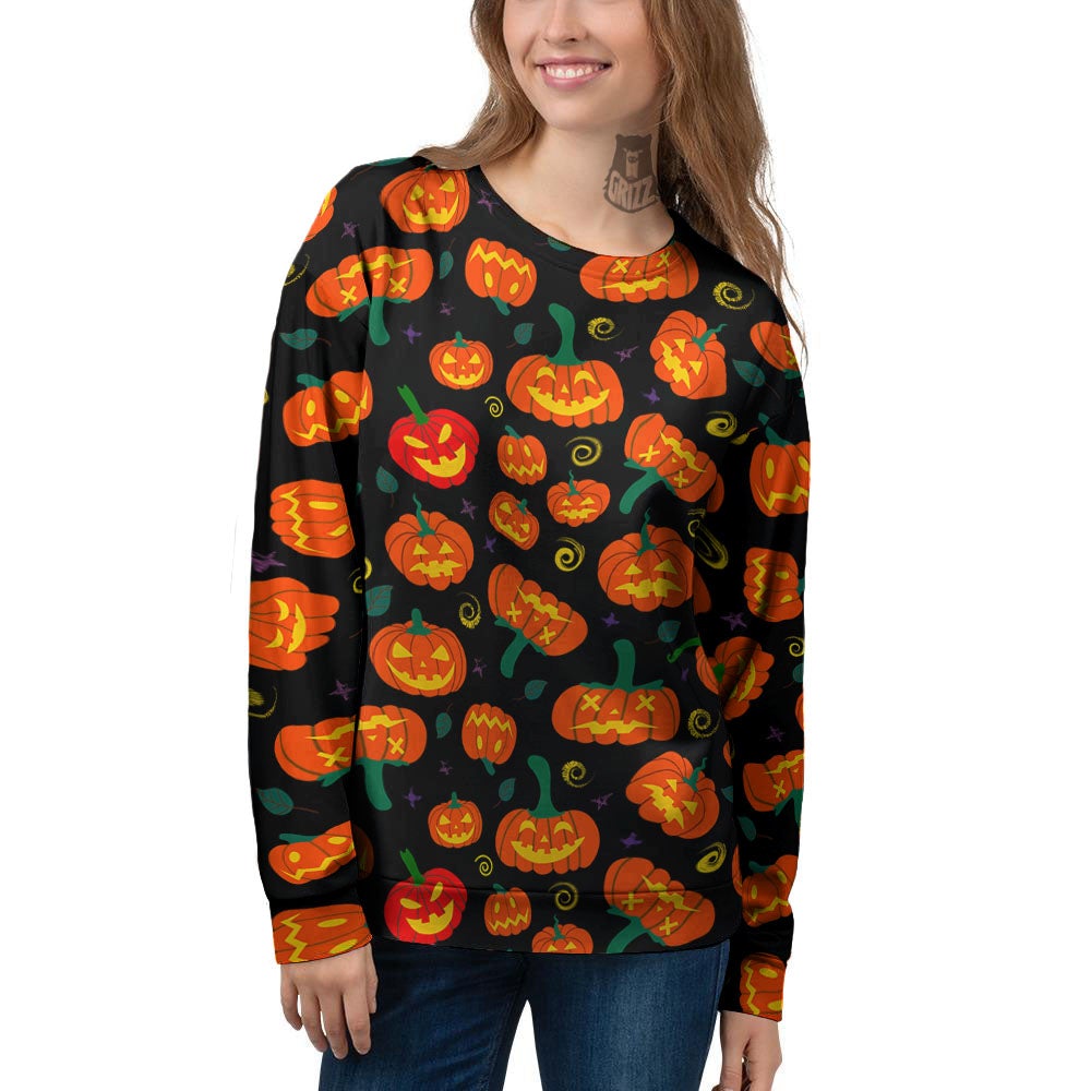 Halloween Pumpkin Print Pattern Women's Sweatshirt-grizzshop