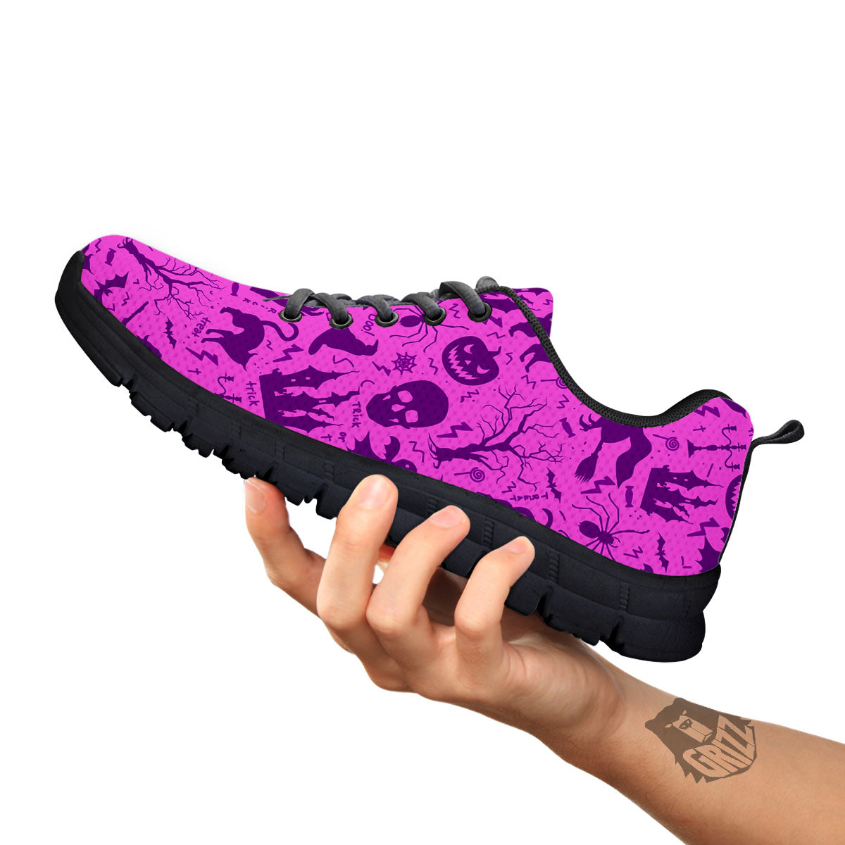 Halloween Purple Print Pattern Black Sneaker-grizzshop