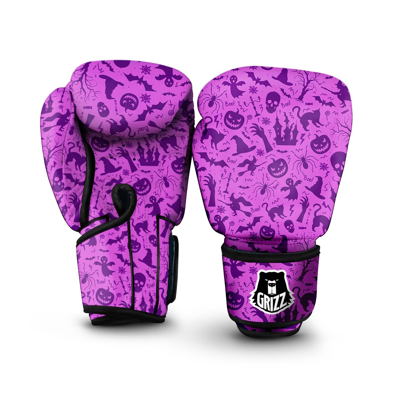 Halloween Purple Print Pattern Boxing Gloves-grizzshop