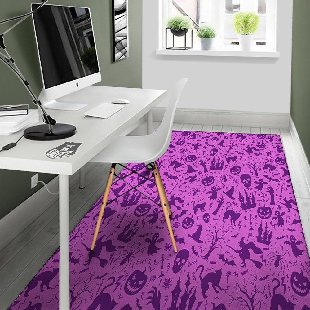 Halloween Purple Print Pattern Floor Mat-grizzshop