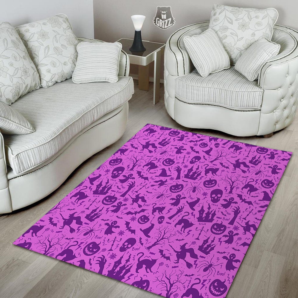 Halloween Purple Print Pattern Floor Mat-grizzshop