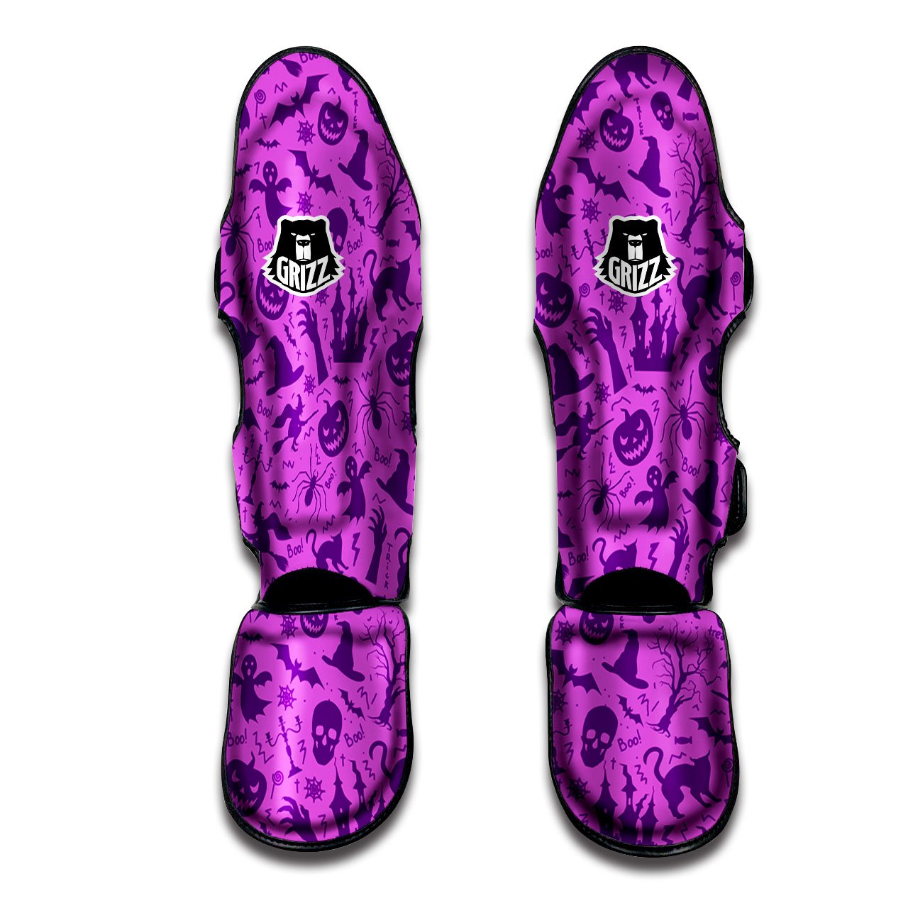 Halloween Purple Print Pattern Muay Thai Shin Guards-grizzshop