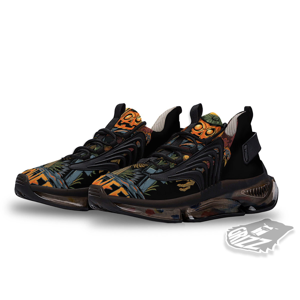 Halloween Scarecrow Print Black Gym Shoes-grizzshop