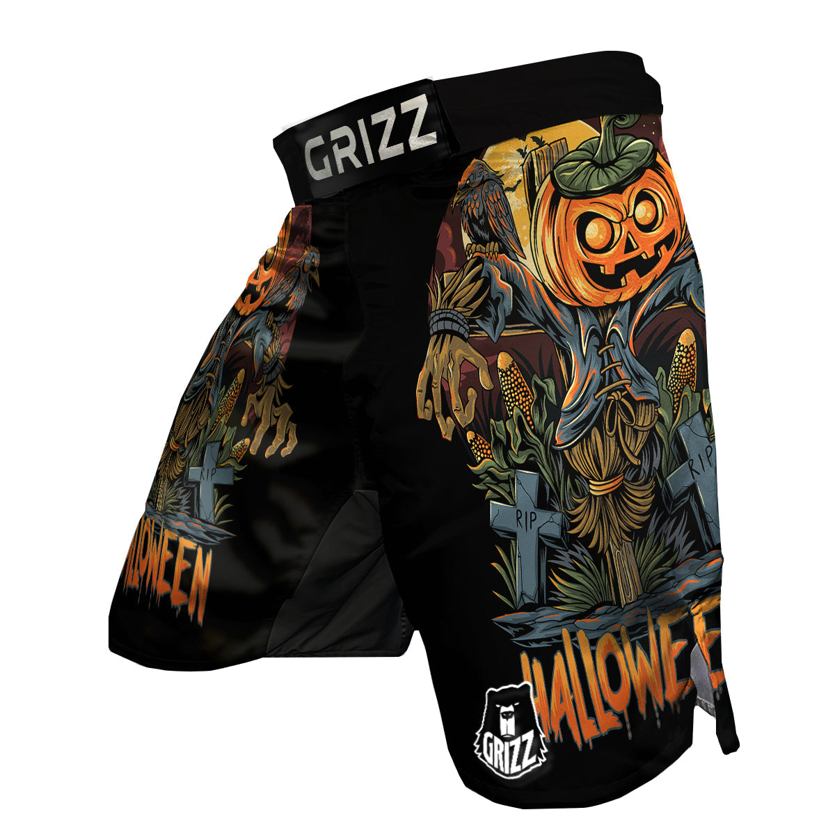 Halloween Scarecrow Print MMA Shorts-grizzshop