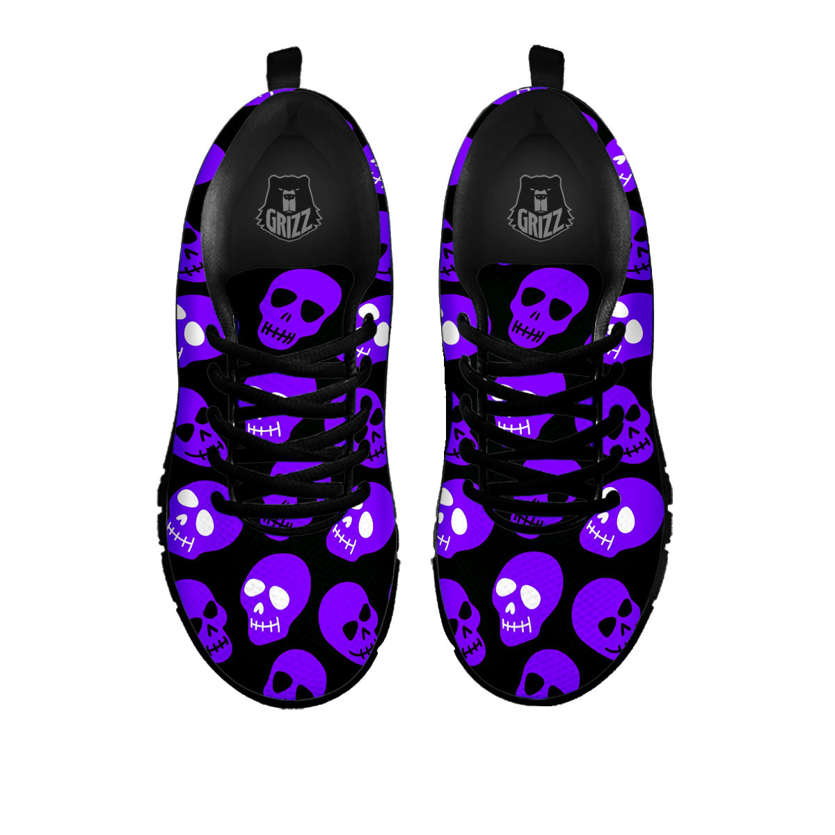 Halloween Skull Black And Purple Print Black Sneaker-grizzshop