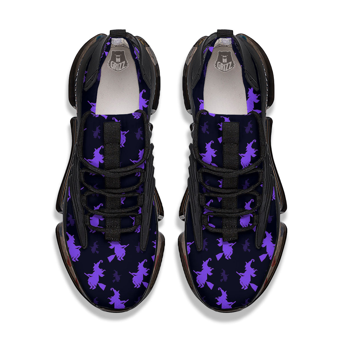 Halloween Witch Purple Print Pattern Black Gym Shoes-grizzshop